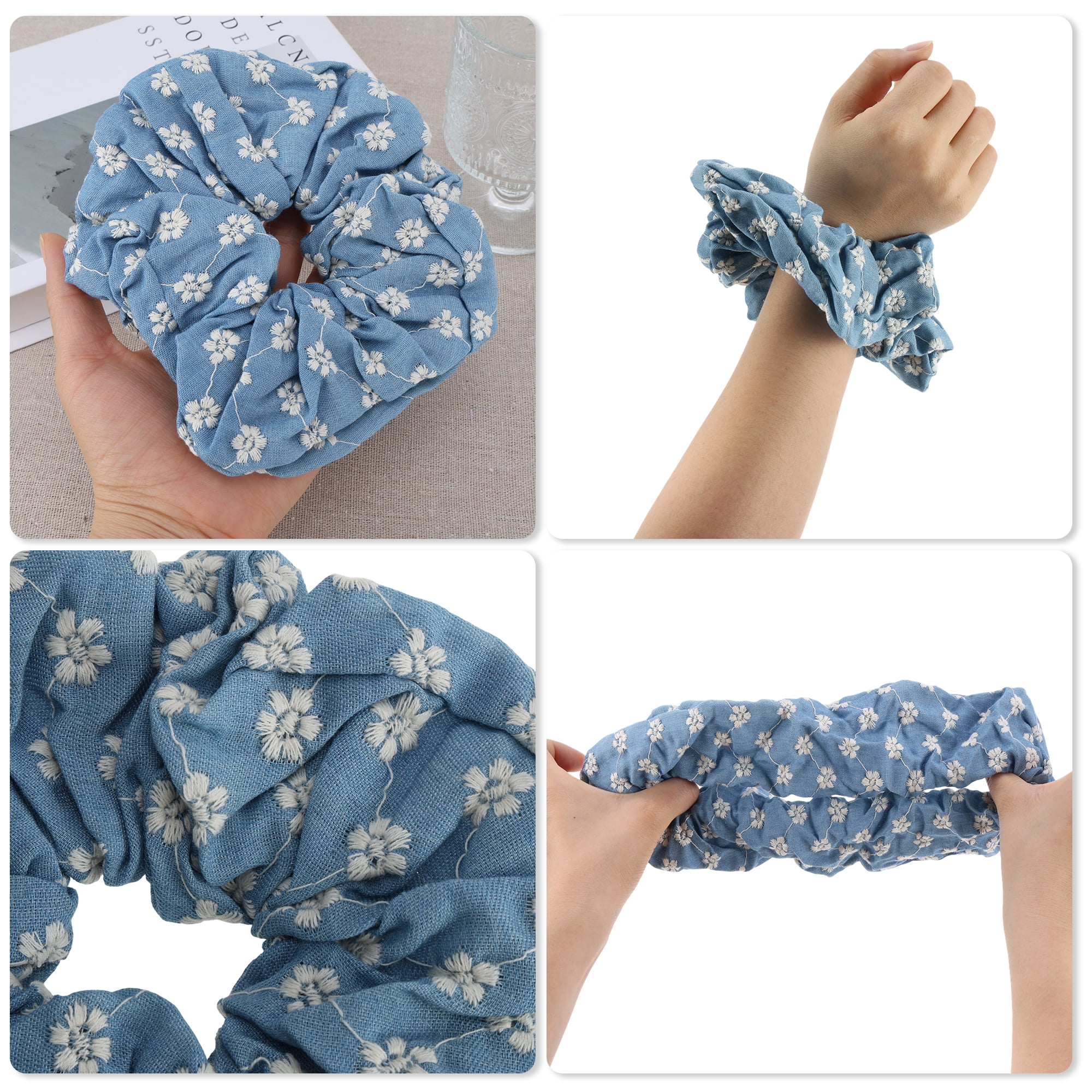 Unique Bargains Rose Denim Hair Ties Fashionable Daily Use Light Blue
