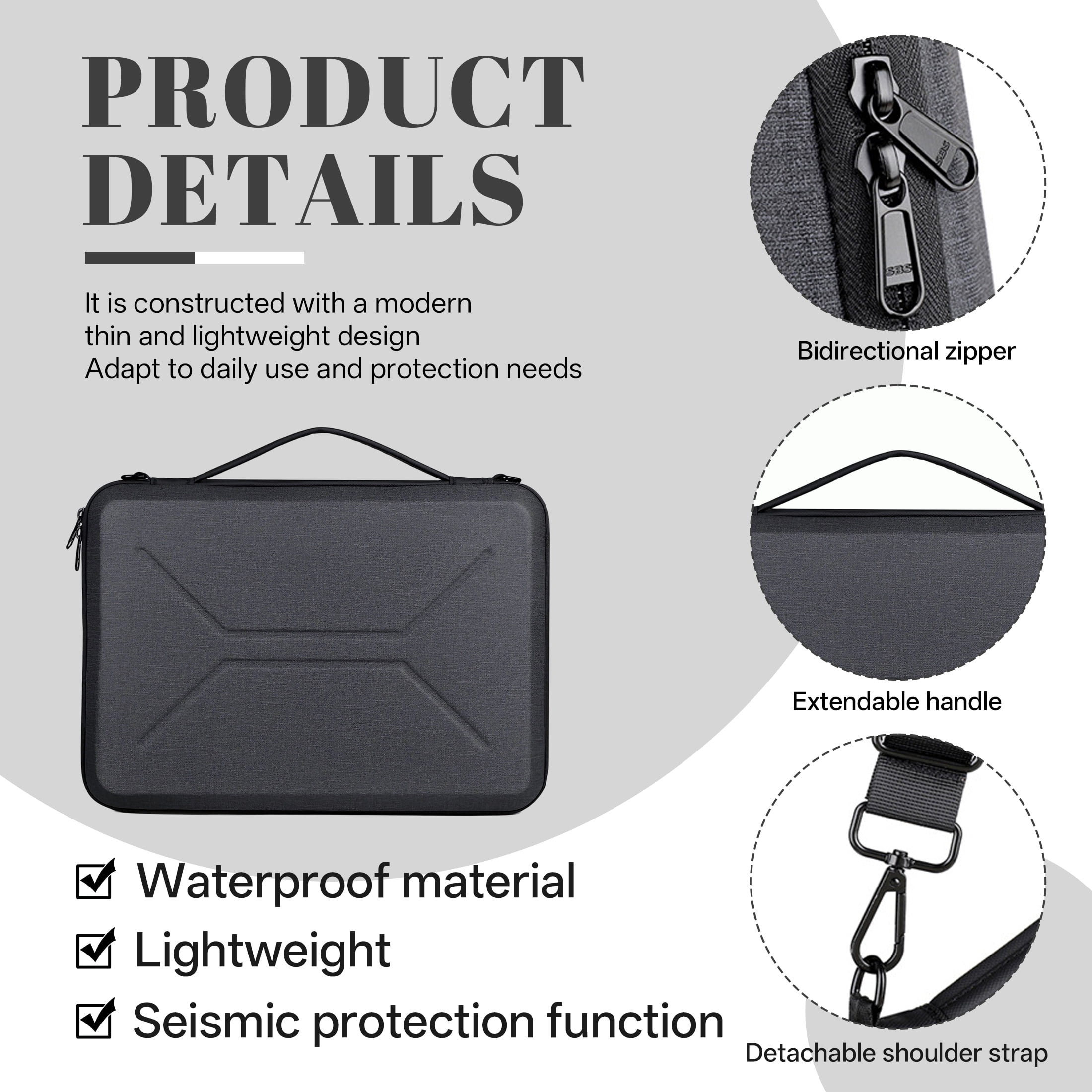 GASTROPOD 15-16 Inch Laptop Case,Eva Hard Shell&nbsp;Waterproof Laptop Sleeve,Multi-Pocket Compartmentalized Lining Computer Sleeve,Laptop Cover for Macbook Ipad HP