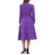 thumbnail image 3 of Vestido V de Cuello Inspire Chic para Mujer con Mangas de Linterna, Volantes, Corte A, Elegante, Casual, Midi, Color Púrpura, 3 of 6