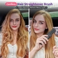 thumbnail image 4 of Foldable Mirror Brush Mini Portable Travel Cordless Negative Ionic Hair Straightener Brush and Curler 2 in 1 - Hot Comb Pink, 4 of 16