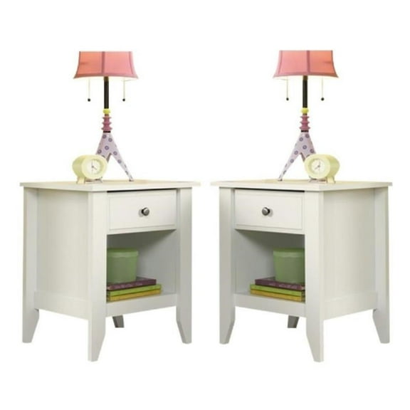 Home Square Creek Nightstand in Soft White Finish - Set of 2