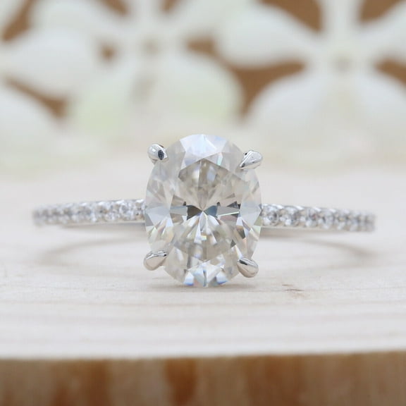 Forever Jewels 2.50Ct Oval Cut Moissanite Women Solitaire Engagement Ring 14K White Gold Plated