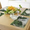 thumbnail image 4 of Ambesonne Tiger Place Mats Set of 4, Albino Bengal Cat on Rock, Standard Size, Fern Green White, 4 of 6