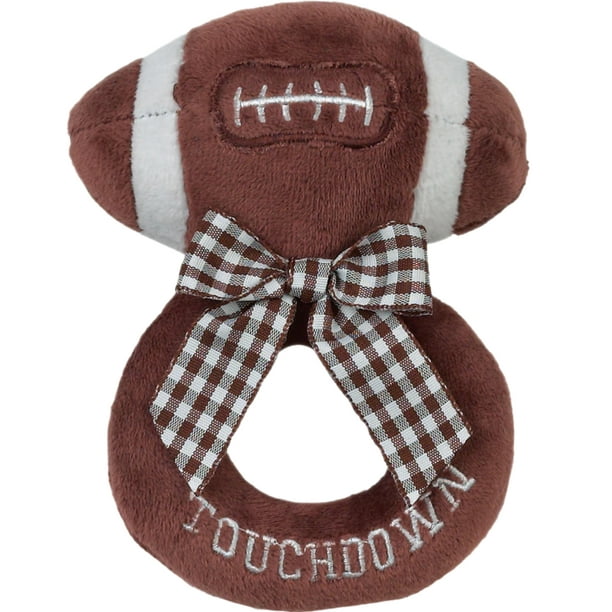 Sonajero de peluche con forma de pelota de fútbol para bebés, con forma de anillo suave, Bearington