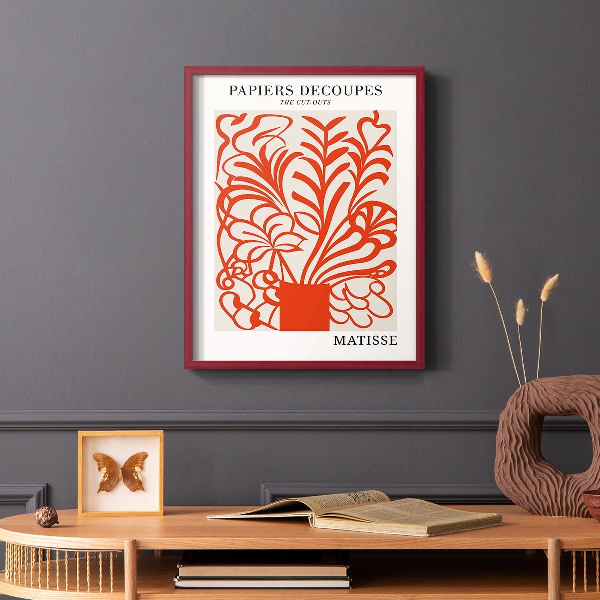 Matisse CDLXXVI in Red Solid Wood Framed Print No Nail Hanging