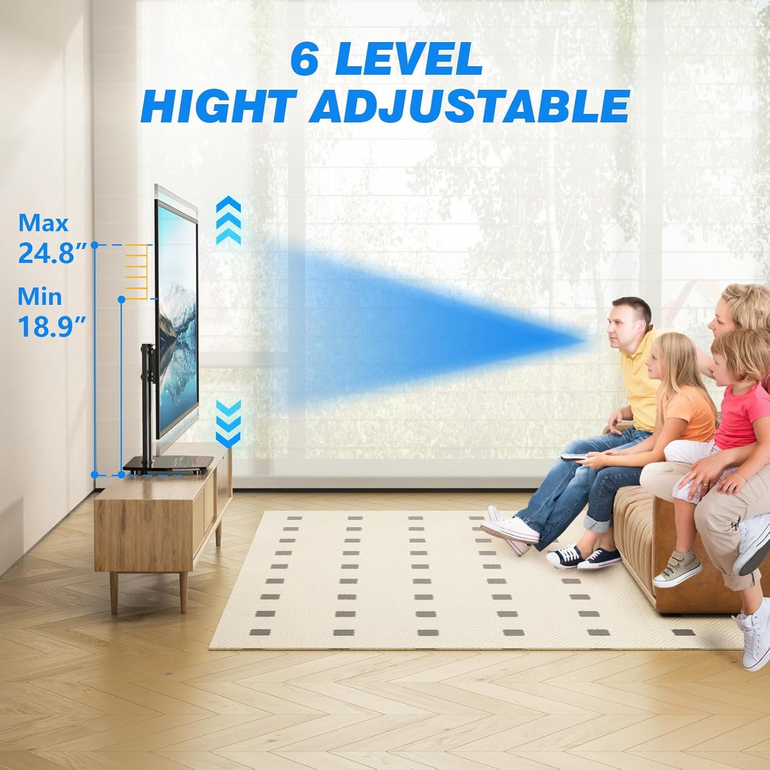 Universal Swivel TV Stand for 27-50 55 60 Inch TVs, Height Adjustable Tabletop TV Stand, Holds up to 88 lbs, TV Stand with Tempered Glass Base, Replacement TV Stand