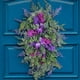 thumbnail image 4 of Corona de tulipanes morados de primavera y verano | Guirnalda de flores artificiales para la decoración del hogar de la puerta de entrada | Vibrante anillo floral de plástico | 25x45x6cm, 4 of 8