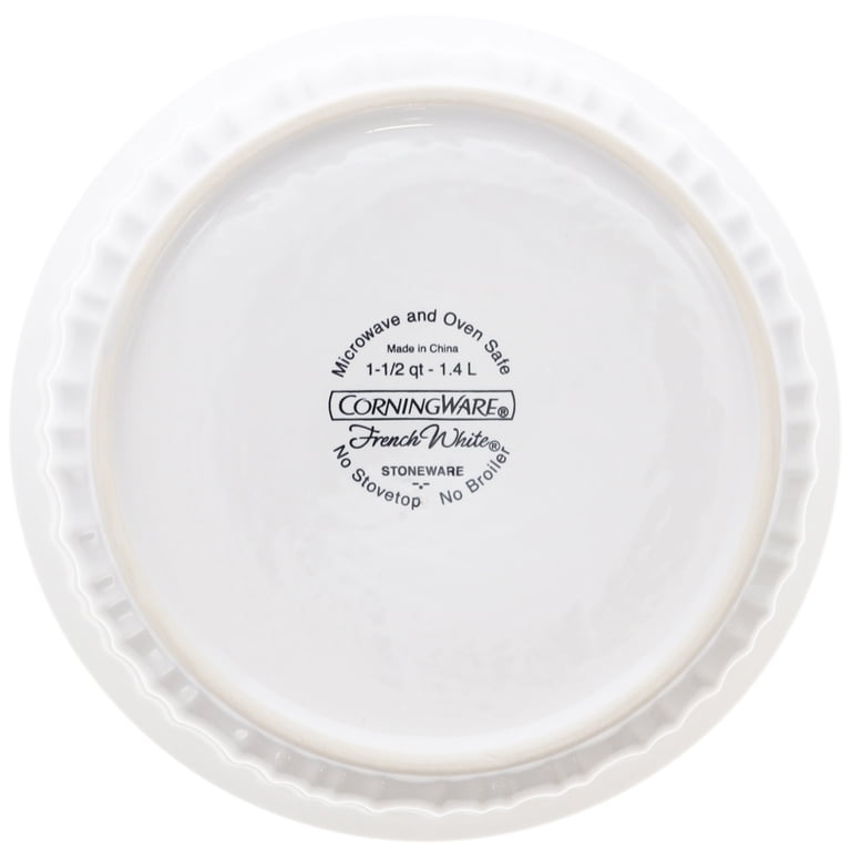 Corningware 1.5 Qt Round French White Casserole Dish With Fluted Glass Lid - Oven, Microwave, Fridge & Freezer Safe