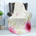 thumbnail image 4 of Flower Soft Flannel Fleece Throw Blanket, Ivy Flowers and Leaves Abstract Natural Botanic Relaxing Lotus Design Print, Cozy Plush for Indoor and Outdoor Use, 50" x 60", Pink and White, by Ambesonne, 4 of 5