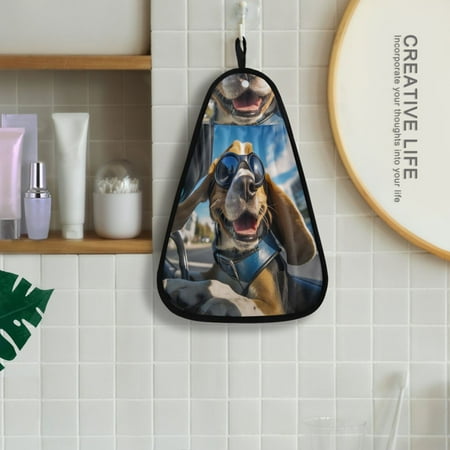 

Dog Car Sunglasses Hanging Towel Kitchen Hand Towel Bathroom Absorbent Towel Machine Washable Quick Dry Dishcloths