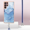 thumbnail image 5 of Case for Samsung Galaxy S24 Ultra, Adjustable Detachable Crossbody Strap Neck Strap Silicone Bumper Marble Painted TPU Ultra Thin Shockproof Protective Phone Case Cover for Galaxy S24 Ultra, Blue, 5 of 7