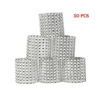 Tiitstoy 50Pc Bling Diamond Rhinestone Mesh Wrap Napkin Ring Wedding Decor Silver Bling Napkin Rings Set for Wedding, Dinner, Party, Table Decorations