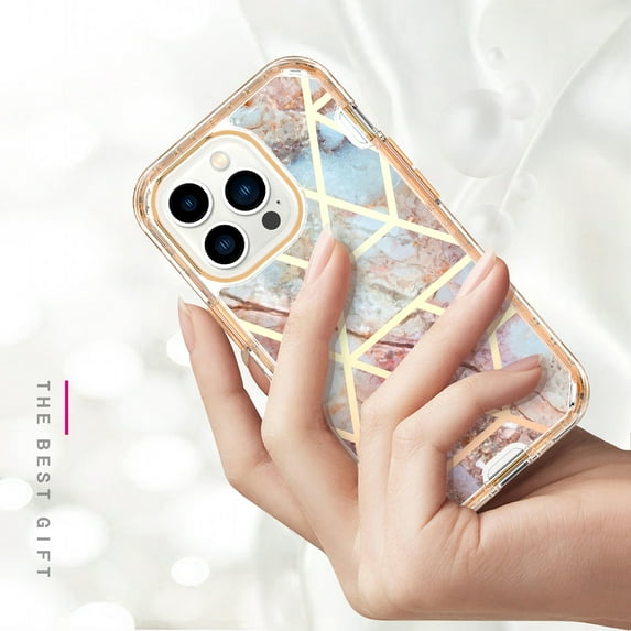 K-Lion Case for iPhone 14 6.1" 2022 Release, Wireless Charging Case Secure Wrap Protective Marble Pattern Luxury Fashion Ultra-thin Light Case For iPhone 14, Darkpurple Diamond Marble