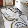 thumbnail image 3 of White Grey Marble Kitchen Runner Rug 2.7x5 Washable Runners for Hallway Non Slip Modern Abstract Art Ink Painting Large Area Rug Indoor Floor Carpet for Bathroom Laundry Entryway Bedroom Living Room, 3 of 7