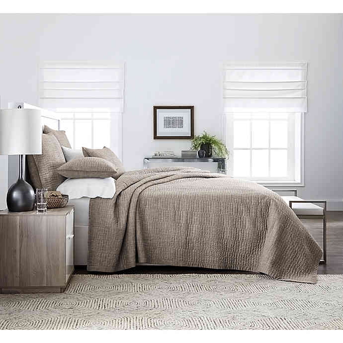 Real Simple Dune Chambray Reversible Coverlet (Oatmeal ...