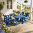 thumbnail image 6 of Aiho 5-Piece HDPE Patio Dining Set, All Weather Table with Umbrella Hole & 4 Patio Chairs for Backyard Garden, Blue, 6 of 6