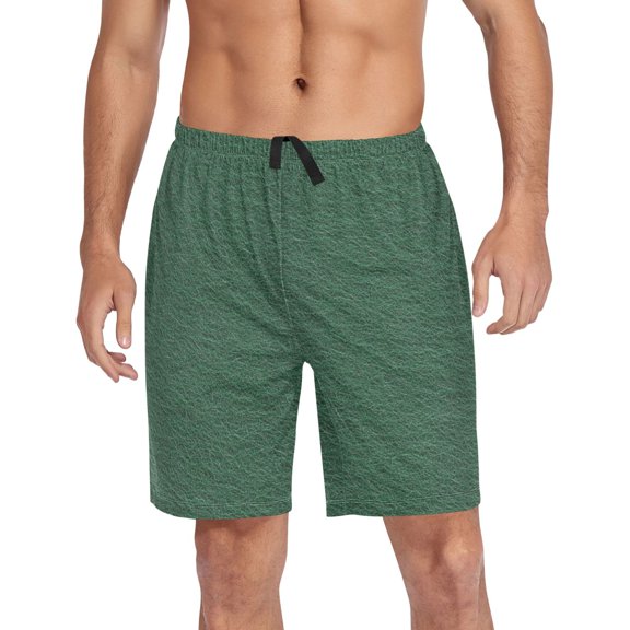 Men's Pajama Shorts Bottoms with Pockets Soft Lightweight Lounge Sleep Wear Dark Green Felt