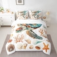 thumbnail image 2 of YST Watercolor Sea Turtle Bed in a Bag 7pcs Starfish Seashell Bedding Set, Full Size, 2 of 4