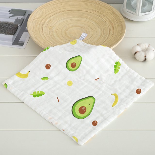 Toalla cuadrada de gasa de algodón de alta densidad de seis capas, toalla facial estampada suave y absorbente, toalla para niños, toalla de saliva de algodón
