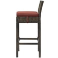 thumbnail image 3 of Modern Contemporary Urban Design Outdoor Patio Balcony Garden Furniture Bar Side Stool Chair, Rattan Wicker, Red Brown, 3 of 3