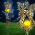 thumbnail image 1 of Carillones de viento solares, carillones de viento LED de ángel retro, decoración impermeable al aire libre, luces de carillones de viento colgantes solares de metal, 1 of 5