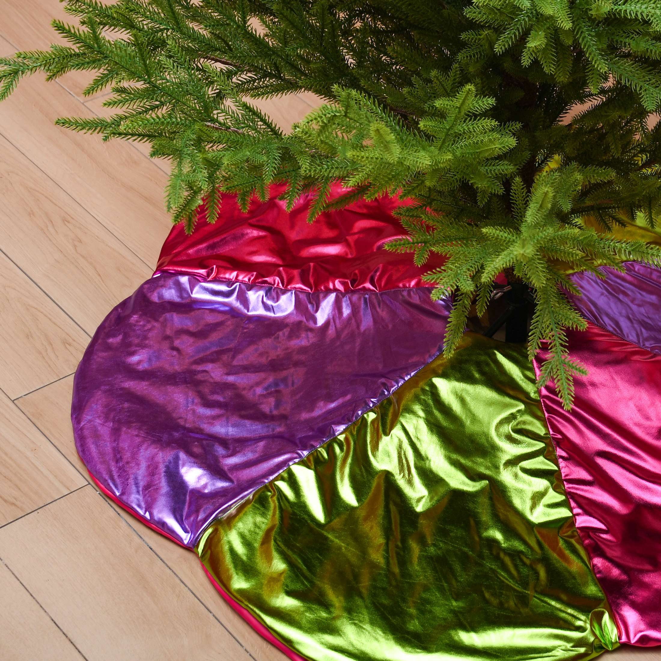 Puffy Christmas Tree Skirt, Purple/Pink/Green, 48", by Holiday Time