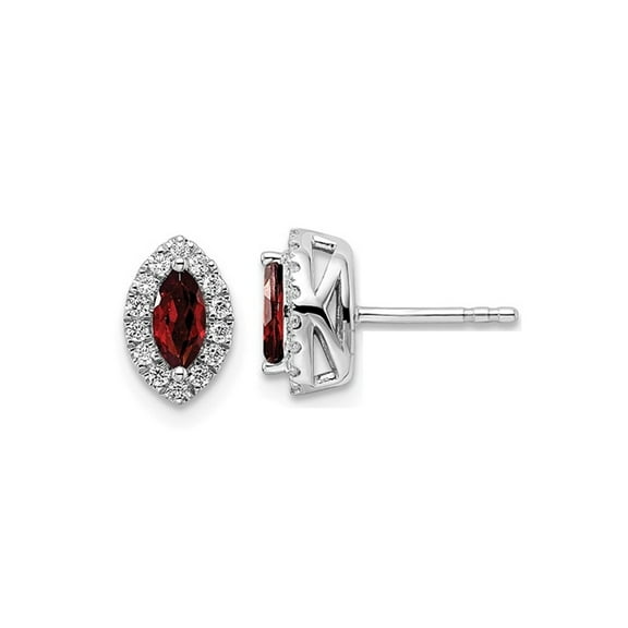 1/2 Carat (Ctw) Garnet Halo Earrings in 14K White Gold Earrings with Lab-Grown Diamonds