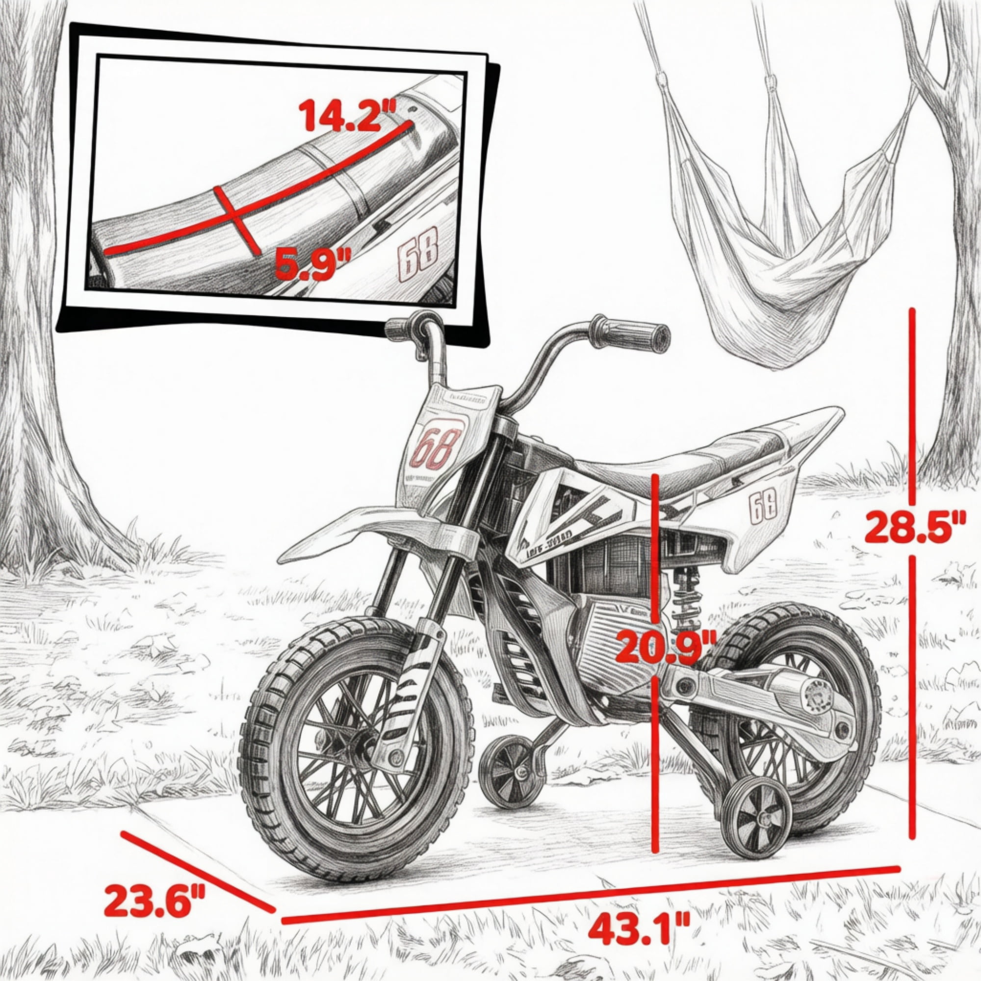 12V Kids Electric Motorcycle, Twist Handle Throttle, Safety Training Wheels, Rear Suspension System, Music Playback, Blue