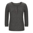 thumbnail image 5 of FAIWAD Sweater for Women Ribbed Knit 3/4 Sleeve V Neck Button Down Dressy Tops Loose Casual Business Clothes, 5 of 7