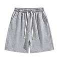 thumbnail image 2 of Men's Shorts Elastic Waist Big And Tall Under $10 Solid Color Polyester Shorts Outdoor Casual Sports Five Quarter Pants, 2 of 8