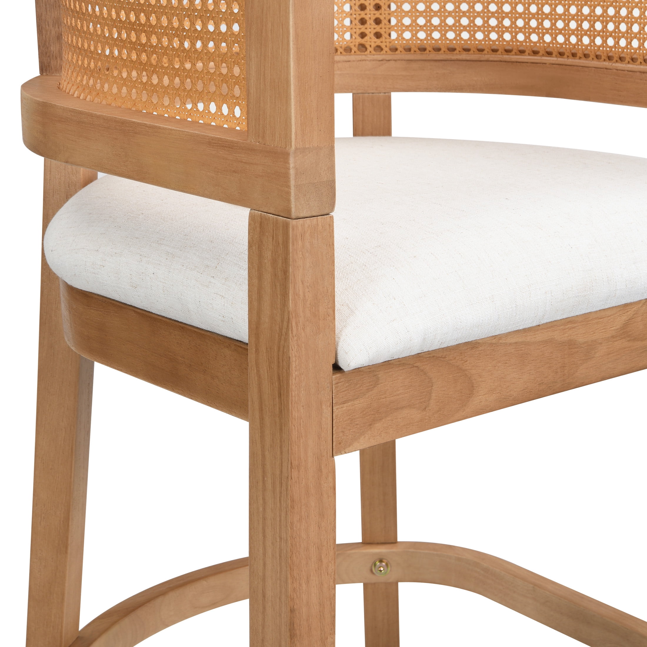 Christopher Knight Home 29.5" Upholstered Bar Stools, Wood Frame with Rattan Back, Natural, Set of 2