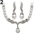 thumbnail image 2 of Ayyufe Bridal Women Necklace Pearl Rhinestone Charms Wedding Earrings Set, 2 of 6
