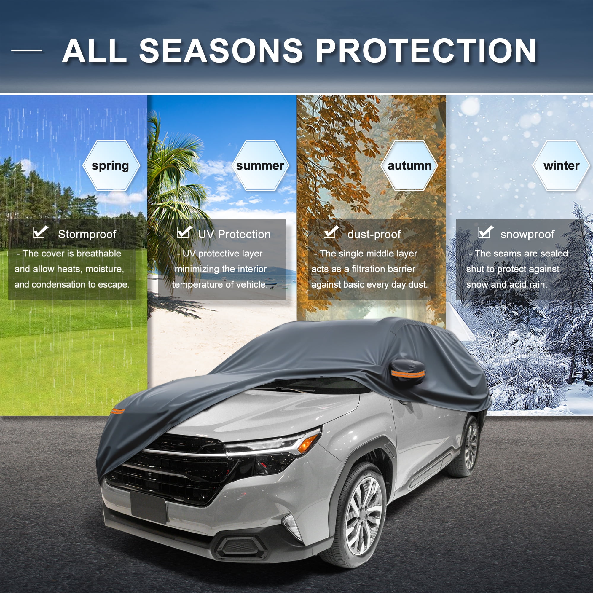 Unique Bargains Aluminum Car Cover for Subaru Forester 187.01"x72.83"x59.06"