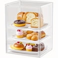 thumbnail image 1 of HLONK Commercial Bakery Display Case - Heavy-Duty PC Pastry Cabinet with Dustproof & Sealed Lid  Adjustable Stackable 3-Tier Shelves - Clear Countertop Storage for donuts  cakes  pastries, 1 of 5
