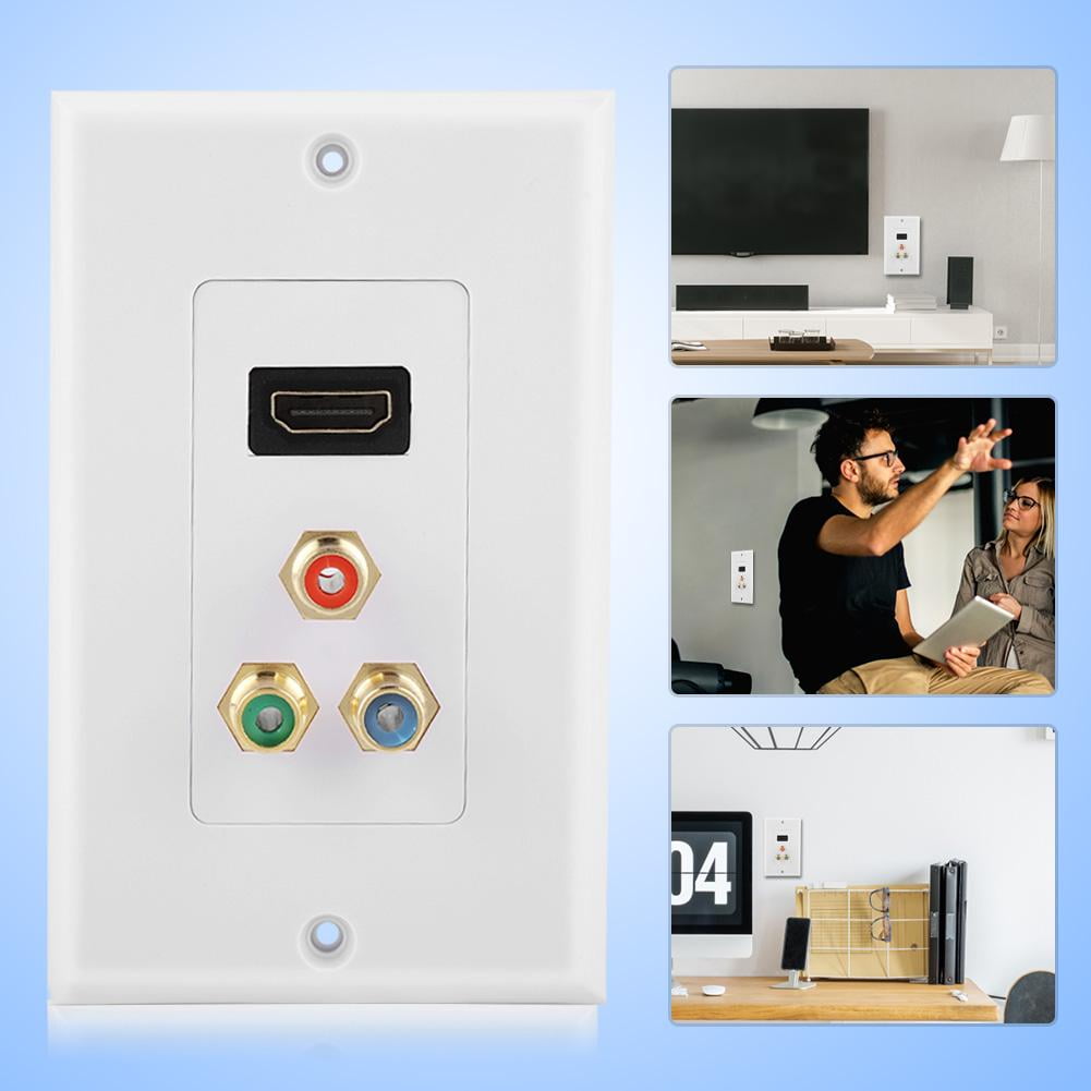 Ccdes 3RCA Outlet Jack HDTV, HDMI + Video Media Wall Plate,HDMI 3 RCA Wall Plate Video Audio