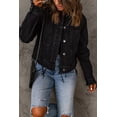 thumbnail image 4 of ABPHQTO Chaqueta vaquera desgastada con estampado de girasoles y margaritas negras para mujer, 4 of 4