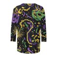 thumbnail image 5 of Cavosen Carnival Day Womens 3/4 Sleeve Tops T Shirts Festival Mardi Gras Round Neck Shirts Mask Graphic Print Blouse Holiday Novelty Tops Dressy Athletic Tees Party Shrove Tuesday M, 5 of 5