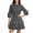 *Black, variant on ClodeEU Women's Polka Dot Print Round Neck 3/4 Bubble Sleeve Waist Tie Ruffle Mini Dress,Elegant Casual Date Party Swing Dress Black,Women's Plus L