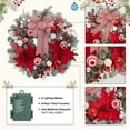 thumbnail image 6 of JoanKaren 24in Lighted Pre-Lit Christmas Wreaths with Timer,20 Light Flower Bowknot Pine Cones Balls Candy for Thanksgiving Christmas Halloween Front Door Wall Decor, 6 of 7