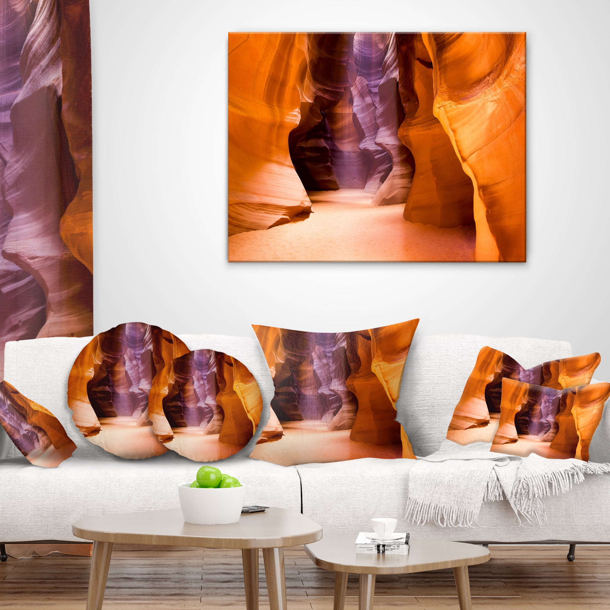 Designart Upper Antelope Canyon - Landscape Photo Throw Pillow - 12x20
