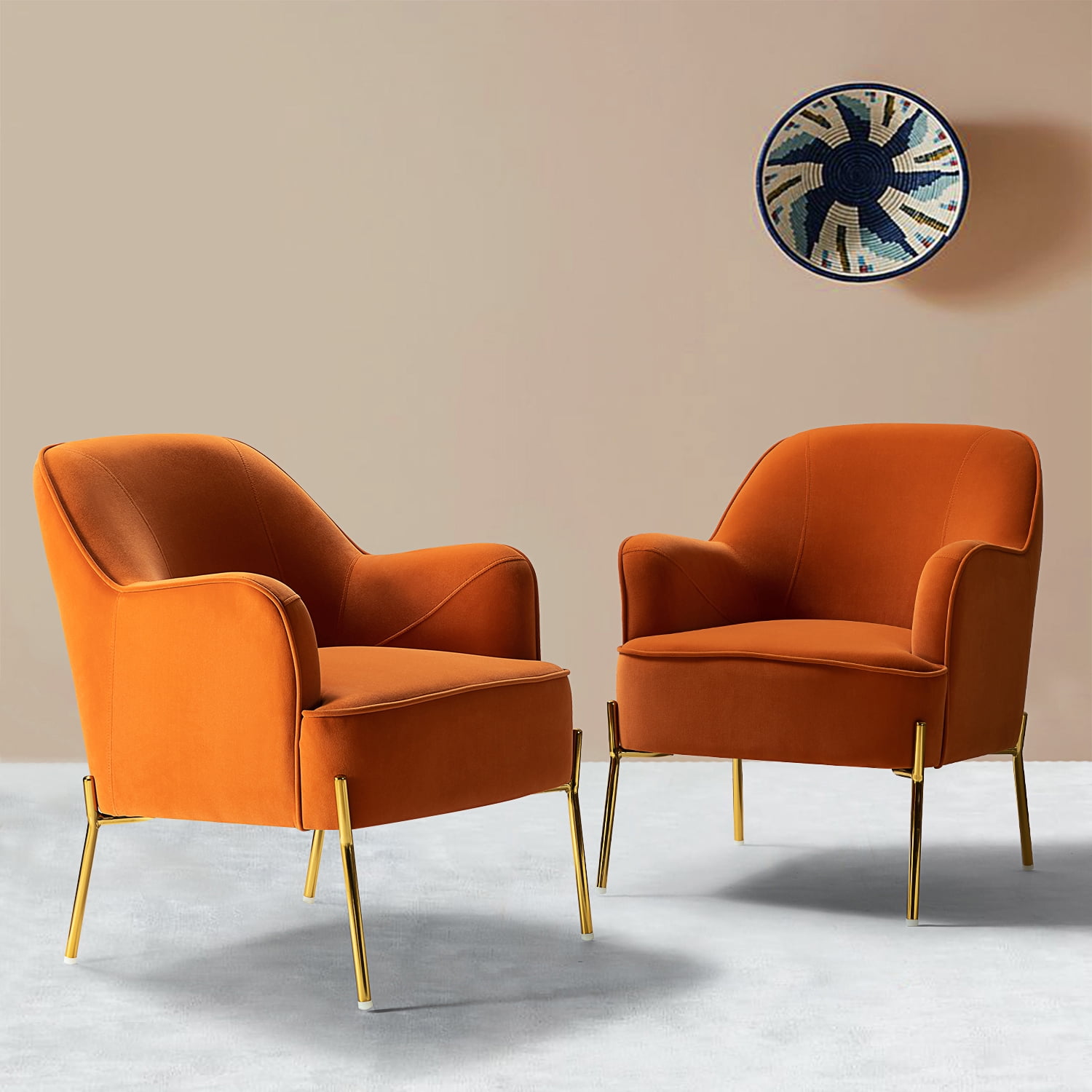 Nora Accent Chair, Set of 2 for Living Room and Bedroom in Orange