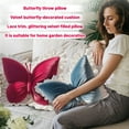 thumbnail image 5 of Glitter Velvet Butterfly Throw Pillow with Lace Trim, Sequin Decorative Cushion for Couch Sofa Bed Living Room, Cute Home Garden Pastoral Style Accent Pillow, 5 of 5