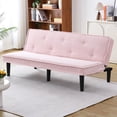 thumbnail image 6 of Leumius Corduroy Futon Sofa Bed,66" Modern Convertible Sleeper Sofa Couch with Adjustable Backrest for Living Room,Small Spaces,Pink, 6 of 8