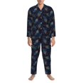 thumbnail image 3 of Kdxio Peacock Feathers Men’s Pajama Set Pajamas For Men 2 Piece PJ Set with Men Pajama Pants and Long Sleeve T-Shirt Lounge Set-X-Large, 3 of 7