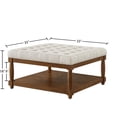 thumbnail image 2 of CQSXDA Square Upholstered Tufted Linen Ottoman Coffee Table with Durable Solid Wood Shelf for Style, 2 of 5