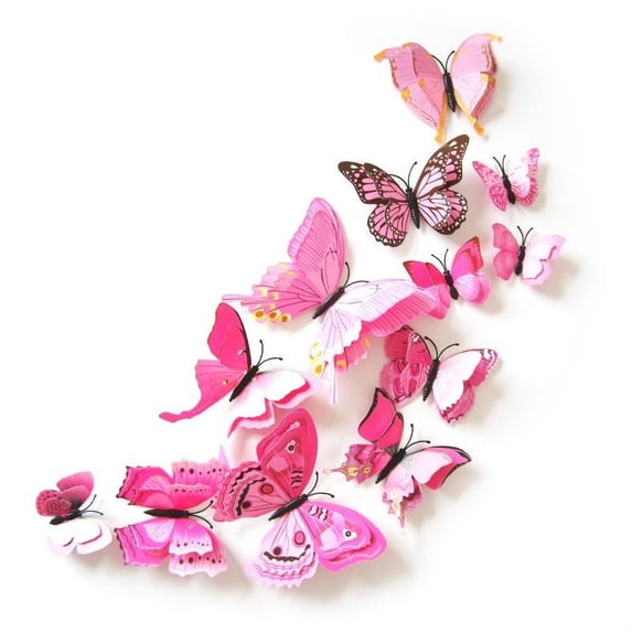 12 Pcs Double-decker DIY 3D Artificial Butterflies Stickers for House Home Refrigerator Tile Decor