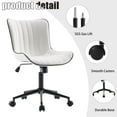thumbnail image 4 of YOUNIKE Cute Armless Office Desk Chair Modern Upholstered Faux Leather Swivel Task Chair, White, 4 of 7