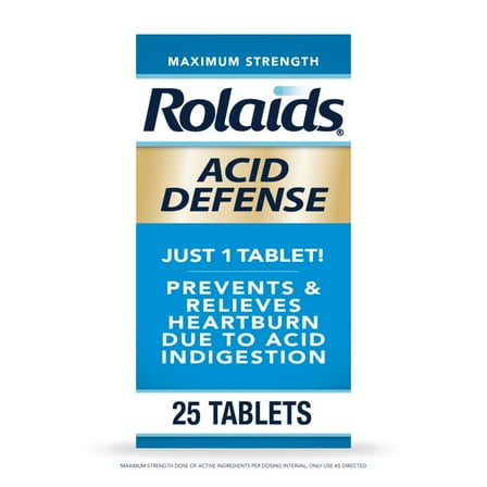 Rolaids Acid Defense Maximum Strength, 20 mg Famotidine Tablets for Heartburn Prevention & Relief, 25 Count