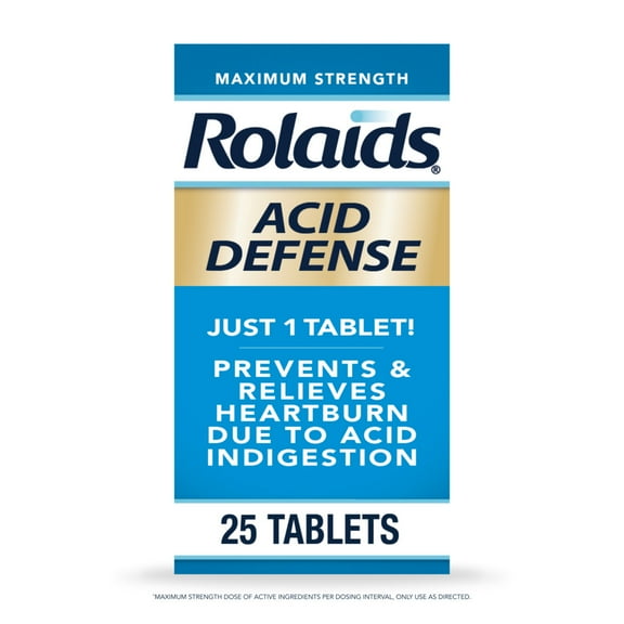 Rolaids Acid Defense Maximum Strength, 20 mg Famotidine Tablets for Heartburn Prevention & Relief, 25 Count