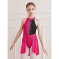 thumbnail image 2 of MSemis Kids Girls Lyrical Dance Dress Modern Ballet Gymnastic Leotard Figure Ice Skating Hot Pink&Black 12, 2 of 7